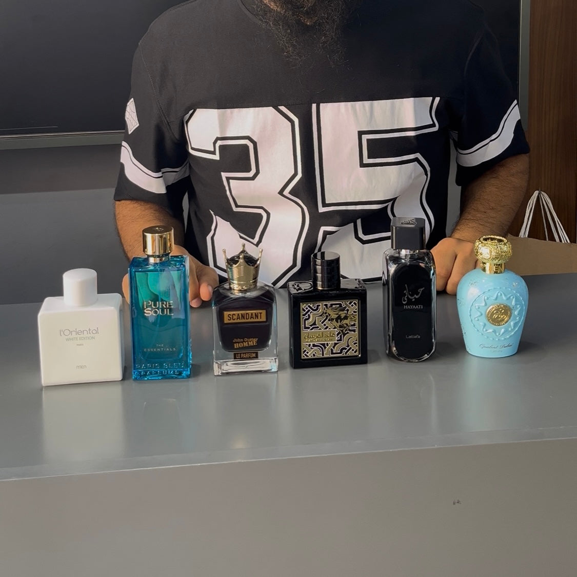 6 x 10 ML = Opulent dubai + Hayati + Qaed Al fursan + Scandant le parfum + Pure Soul + l’oriental white edition